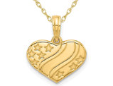 14K Yellow Gold Heart with Stars Charm Pendant Necklace and Chain